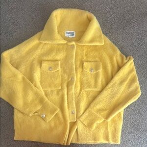 Bucket List Retro Y2K furry soft yellow oversized sweater/Shirt Small